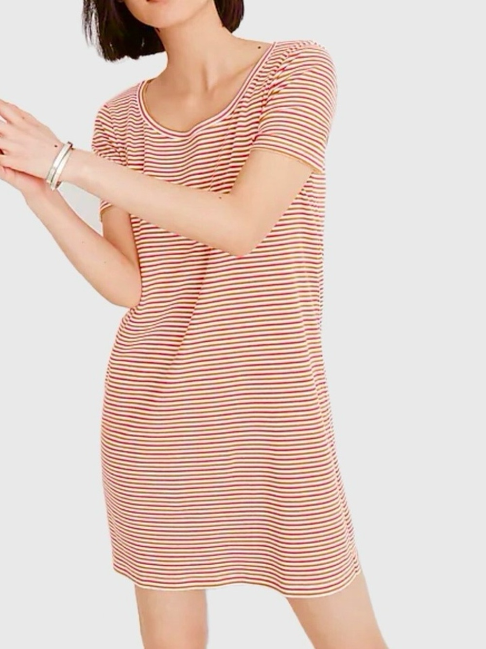 Madewell T-Shirt Dress in Rust and Cream
